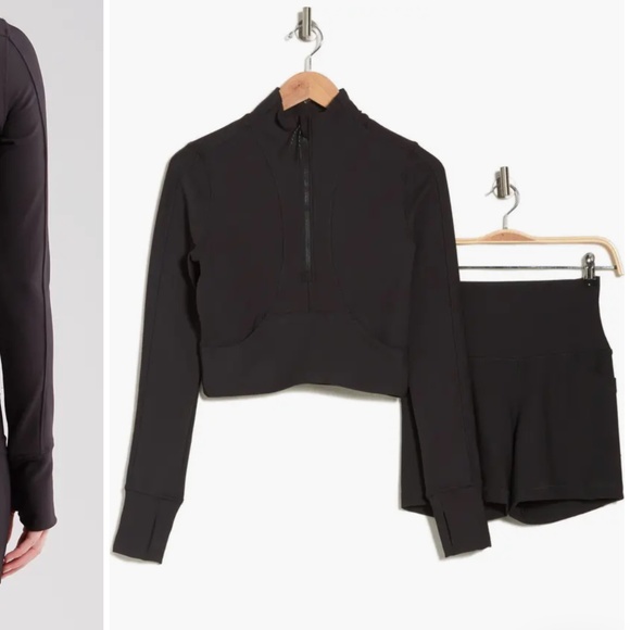 Academy Crop Rib Half-Zip Pullover and shorts set - Picture 3 of 6